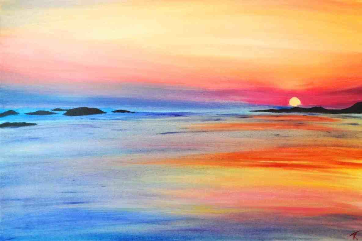 Colorful Beach Sunsets Painting At Paintingvalley Com Explore