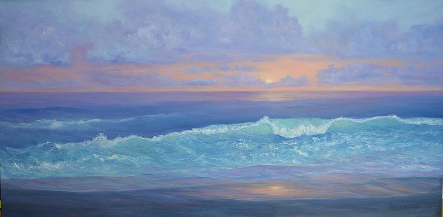 900x441 Cape Cod Colorful Sunset Seascape Beach Painting With Wave - Colorful Beach Sunsets Painting