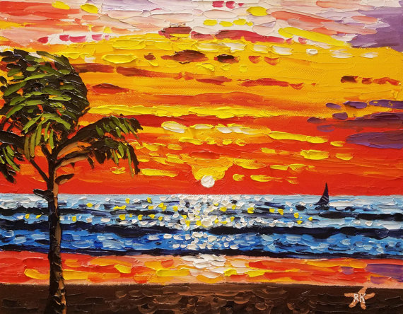 Colorful Beach Sunsets Painting At Explore Collection Of Colorful Beach