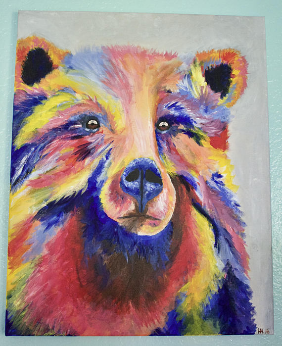 570x699 Colorful Bear Acrylic Painting - Colorful Bear Painting