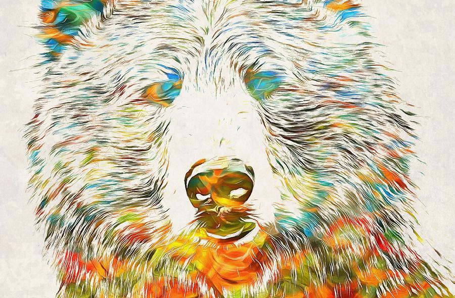 900x590 Colorful Grizzly Bear Painting By Dan Sproul - Colorful Bear Painting