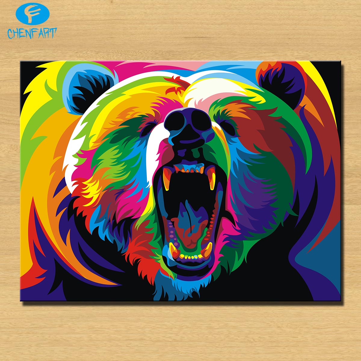 1200x1200 Free Shipping Colorful Bear Pop Art Wall Painting Print On Canvas - Colorful Bear Painting