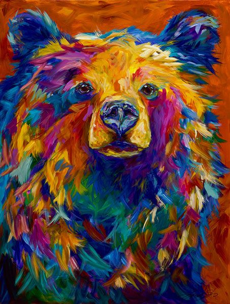 453x599 Just Curious By Linda Israel. Colorado Artist. This Artist Is - Colorful Bear Painting