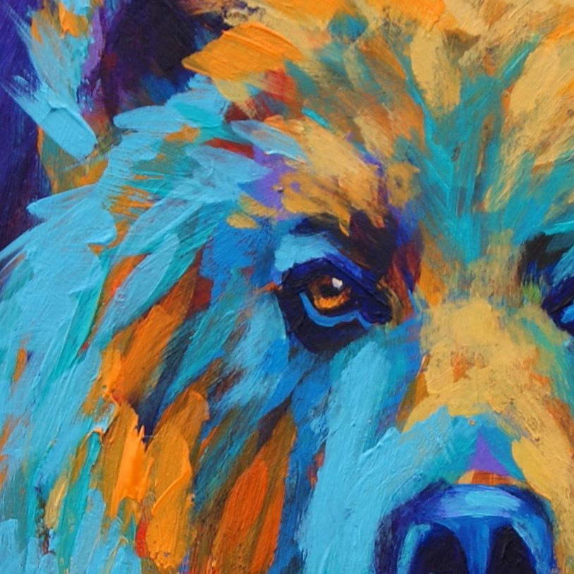 814x814 Paintings By Theresa Paden Grizzly Bear Painting In Bright Colors - Colorful Bear Painting