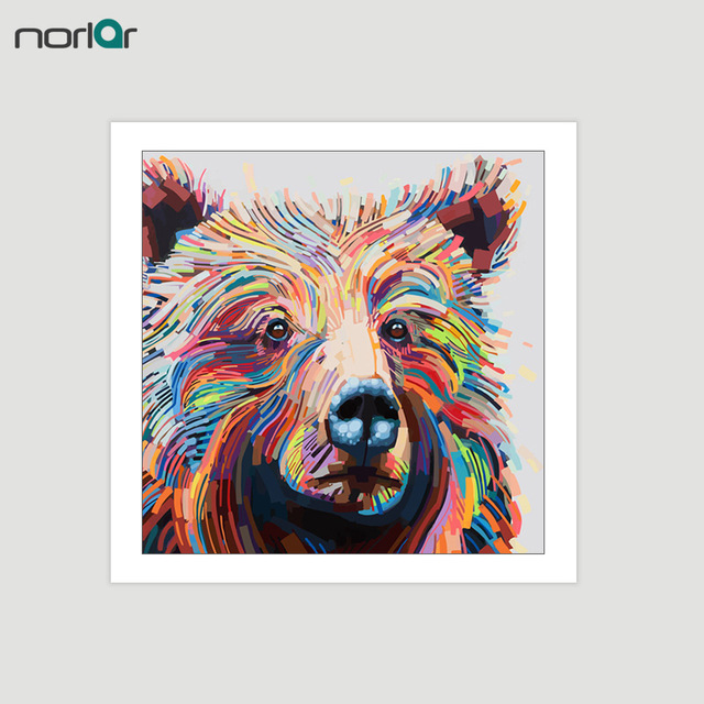 640x640 Wall Picture Canvas Painting Color Emphasis Animal Abstract - Colorful Bear Painting