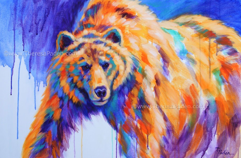 988x648 Wildlife Art Of The West Contemporary Bear Painting In Bright - Colorful Bear Painting