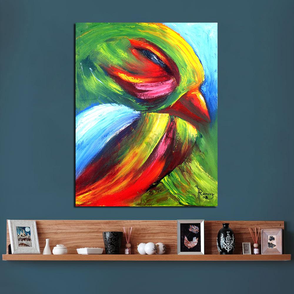 1000x1000 Best Wall Art Colorful Bird Oil Painting On Canvas Animal Wall - Colorful Bird Painting