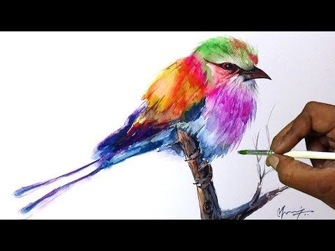 480x360 Bird Watercolor Painting Colorful Bird Watercolor Painting - Colorful Bird Painting