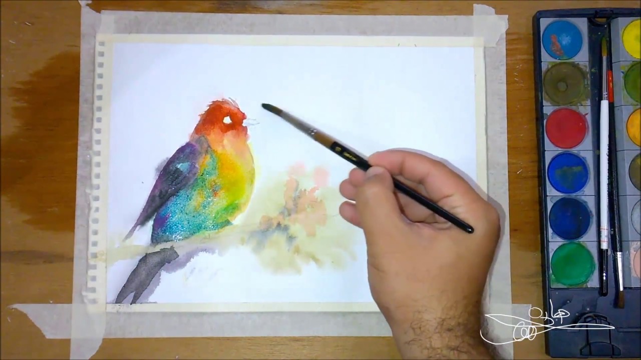 1280x720 Watercolor Painting - Colorful Bird Painting