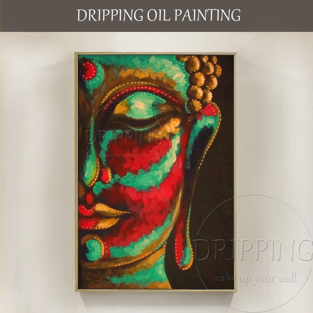 1000x1000 New Painting Hand Painted Abstract Colors Buddha Portrait Oil - Colorful Buddha Painting