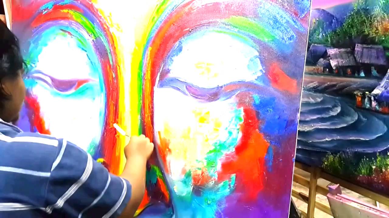 1280x720 Colorful Painting Buddha. - Colorful Buddha Painting