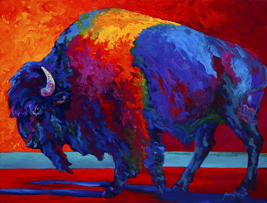 900x684 Colorful Buffalo Head Painting - Colorful Buffalo Painting