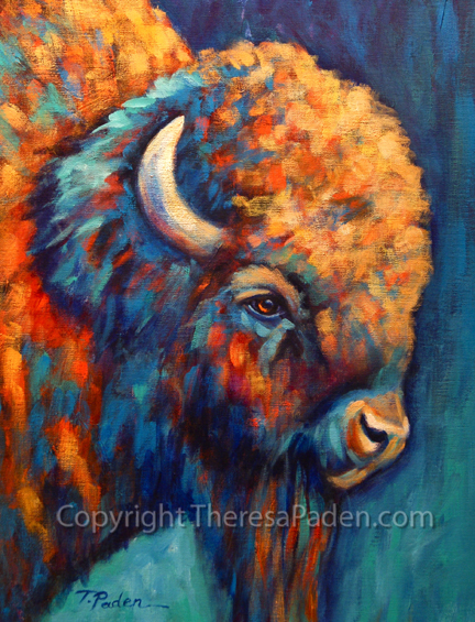 432x565 Daily Painters Of California Colorful Southwest Buffalo Painting - Colorful Buffalo Painting