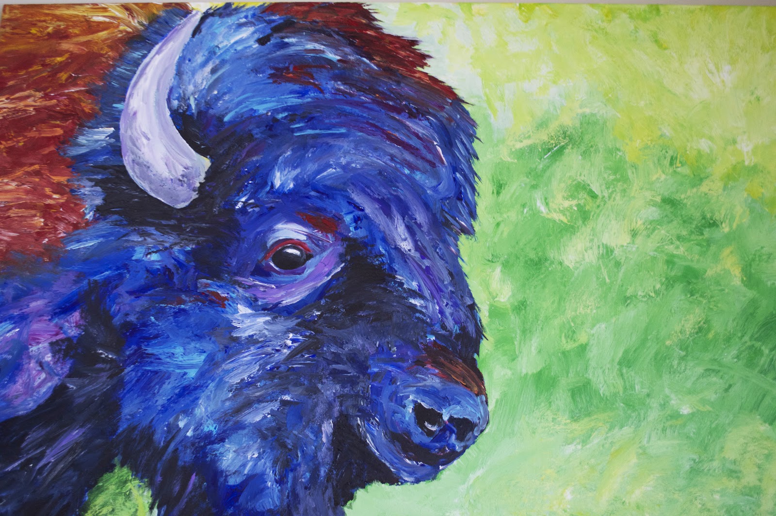 1600x1064 See Molly Create Marion Rose Inspired Buffalo Painting - Colorful Buffalo Painting