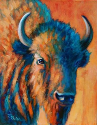 336x432 Paintings Of Buffalo Colorful Bison Painting Blue Buffalo By - Colorful Buffalo Painting