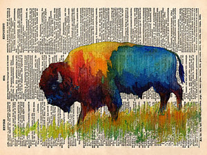 300x225 Buffalo Paintings Fine Art America - Colorful Buffalo Painting