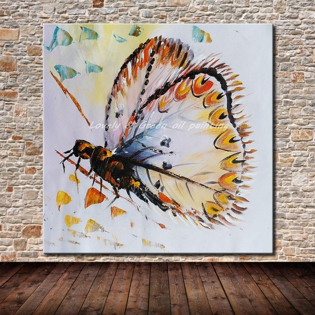640x640 Hand Painted Colorful Butterfly Paintings Wall Painting Hang - Colorful Butterfly Painting