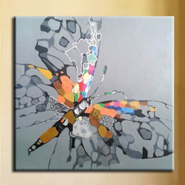640x640 Hand Painted Abstract Animal Oil Painting On Canvas Colorful - Colorful Butterfly Painting