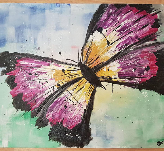 570x522 Painting Acrylic Colorful Butterfly - Colorful Butterfly Painting