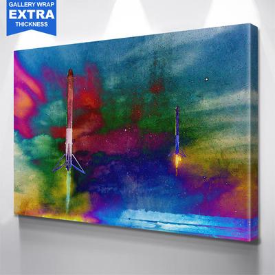 400x400 Spacex Landing Colorful Canvas Motivational Space Wall Art - Colorful Canvas Painting