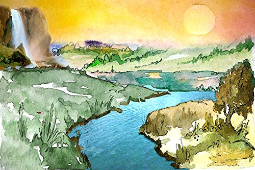 500x333 Vastu Waterfall Water Flow Lucky Colorful Canvas Painting - Colorful Canvas Painting