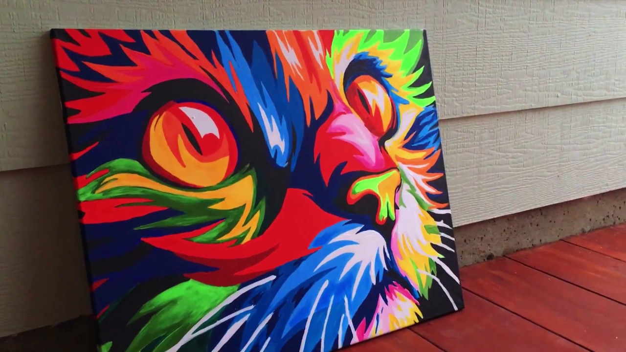 1280x720 Cat Painting - Colorful Cat Painting