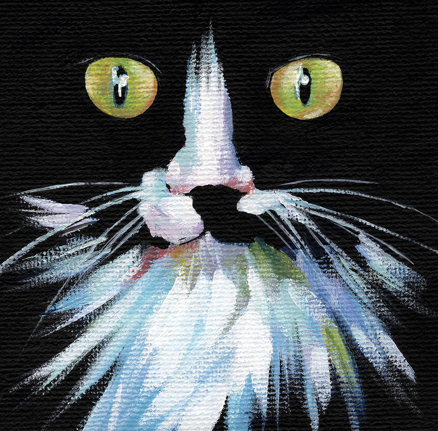 900x886 Colorful Cat Painting By Natasha Denger - Colorful Cat Painting