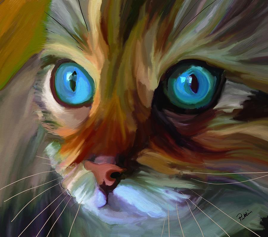 900x797 Colorful Cat Painting By Patti Siehien - Colorful Cat Painting