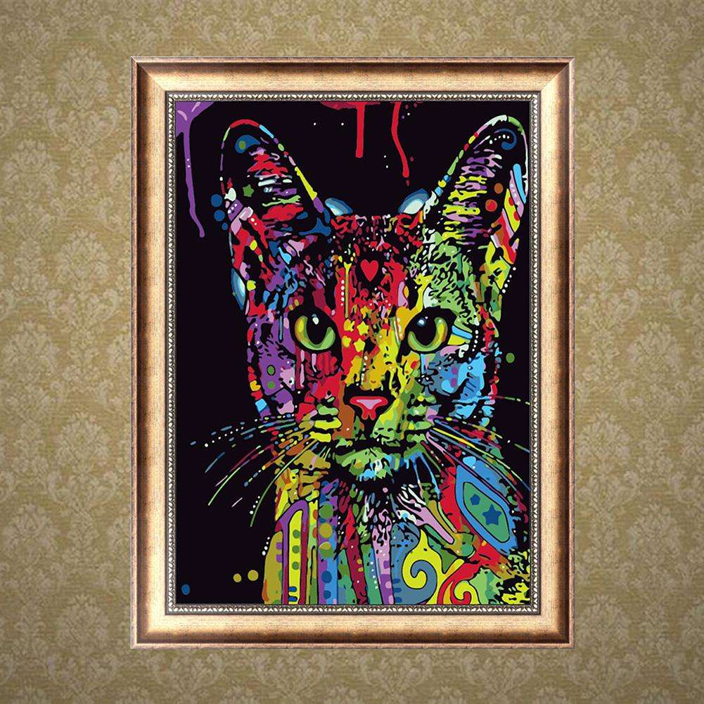 1001x1001 Diy Colorful Cat 5d Diamond Painting Decor Embroidery Cross Stitch - Colorful Cat Painting