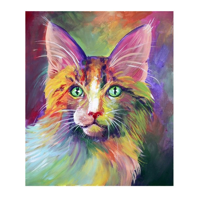 Colorful Cat Painting at PaintingValley.com | Explore collection of ...