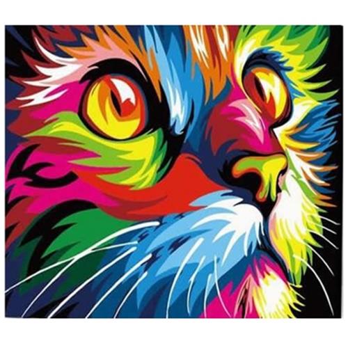 500x500 Colorful Cat Face Diy Digital Oil Ha (End 9122020 932 Pm) - Colorful Cat Painting