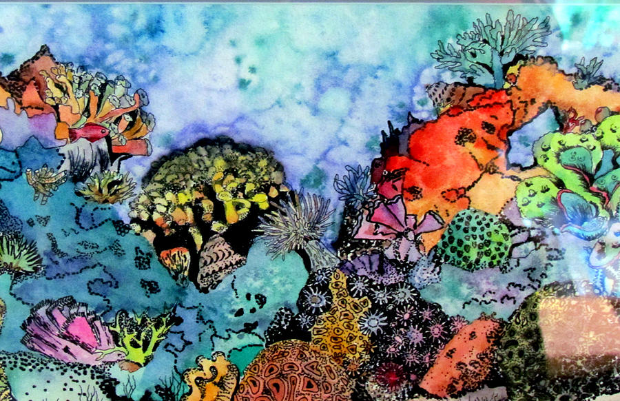 900x582 Coral Reef Painting By Susan Duxter - Colorful Coral Reefs Painting