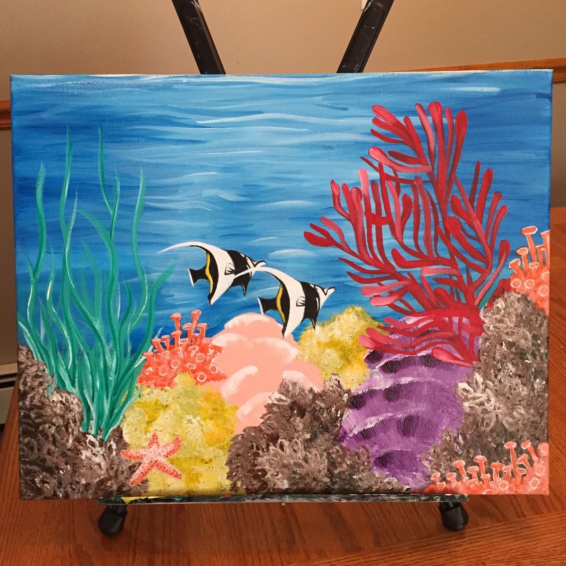 1136x1136 Ocean Floor, Coral Reefs And Fish Acrylic Painting, So Colorful - Colorful Coral Reefs Painting
