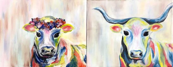 600x234 Colorful Cow Paint Party! Setxlive - Colorful Cow Painting