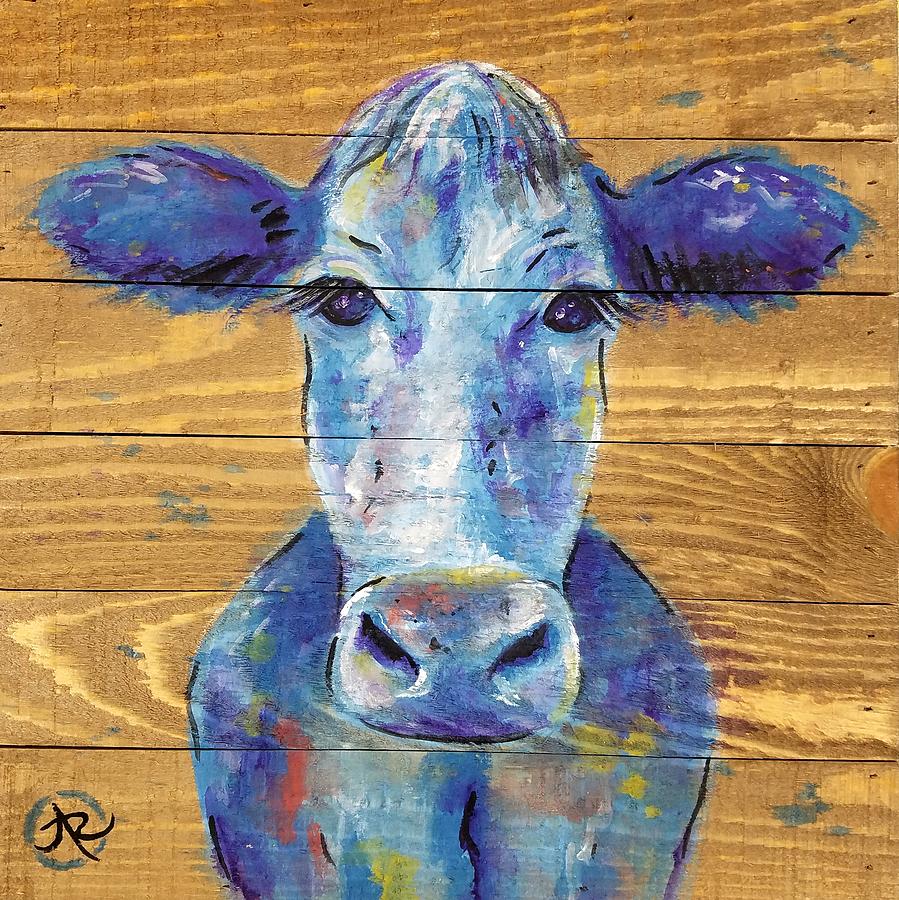 899x900 Colorful Cow Painting By Afton Ray Rossol - Colorful Cow Painting