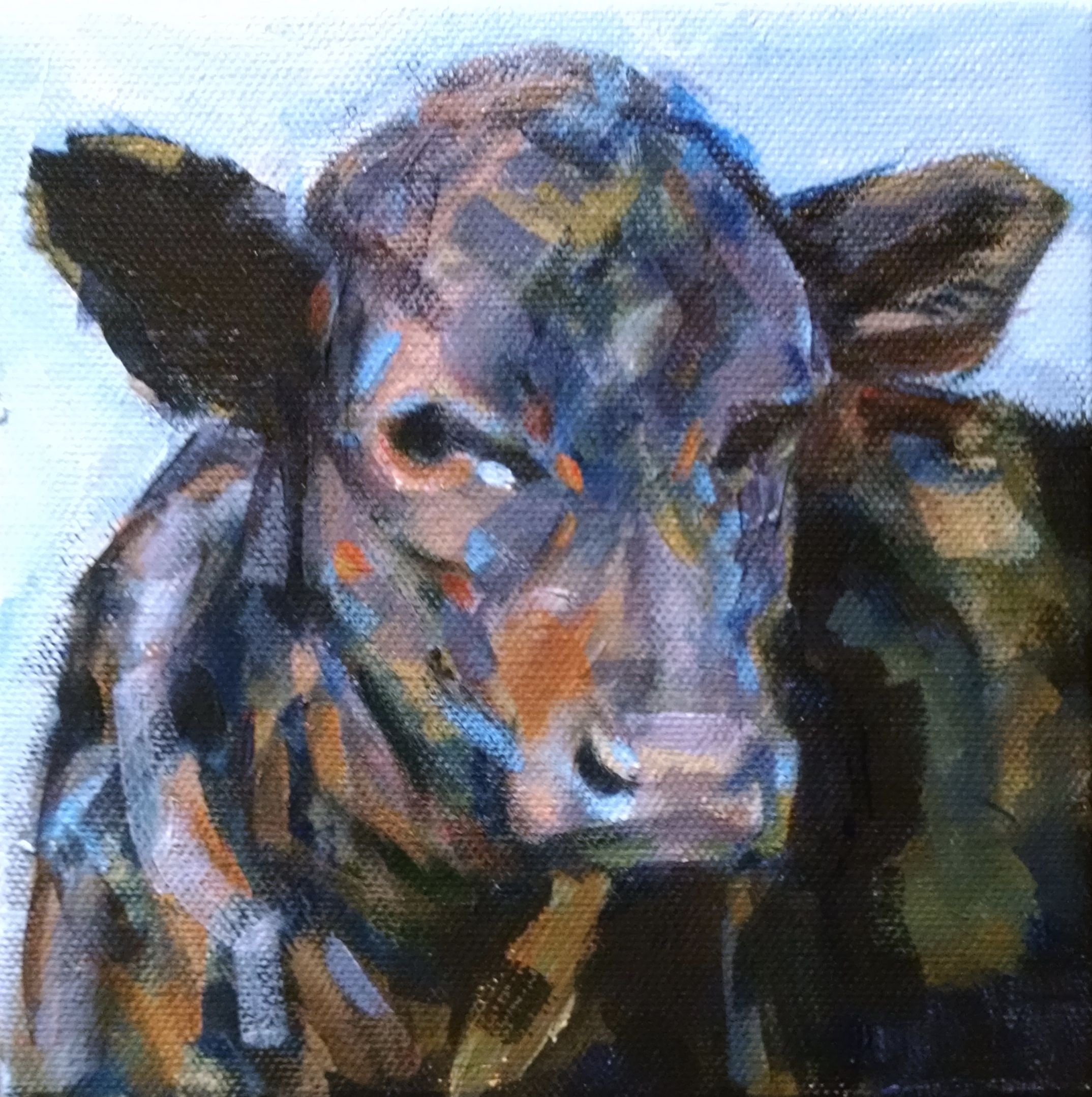 2148x2158 Black Angus Cow - Colorful Cow Painting