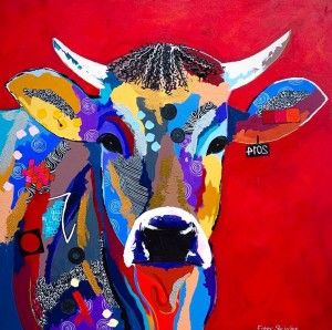 300x298 Img 1230 Farm Animals Art Paintings, Acrylics - Colorful Cow Painting