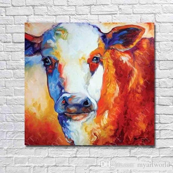 595x595 Ful Cow Decorative,hand Painted Abstract Modern Wall Decor Cartoon - Colorful Cow Painting