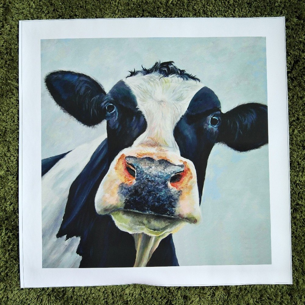 1000x1000 Xdr187 Abstract Canvas Wall Art Picture Colorful Cow Animal Canvas - Colorful Cow Painting