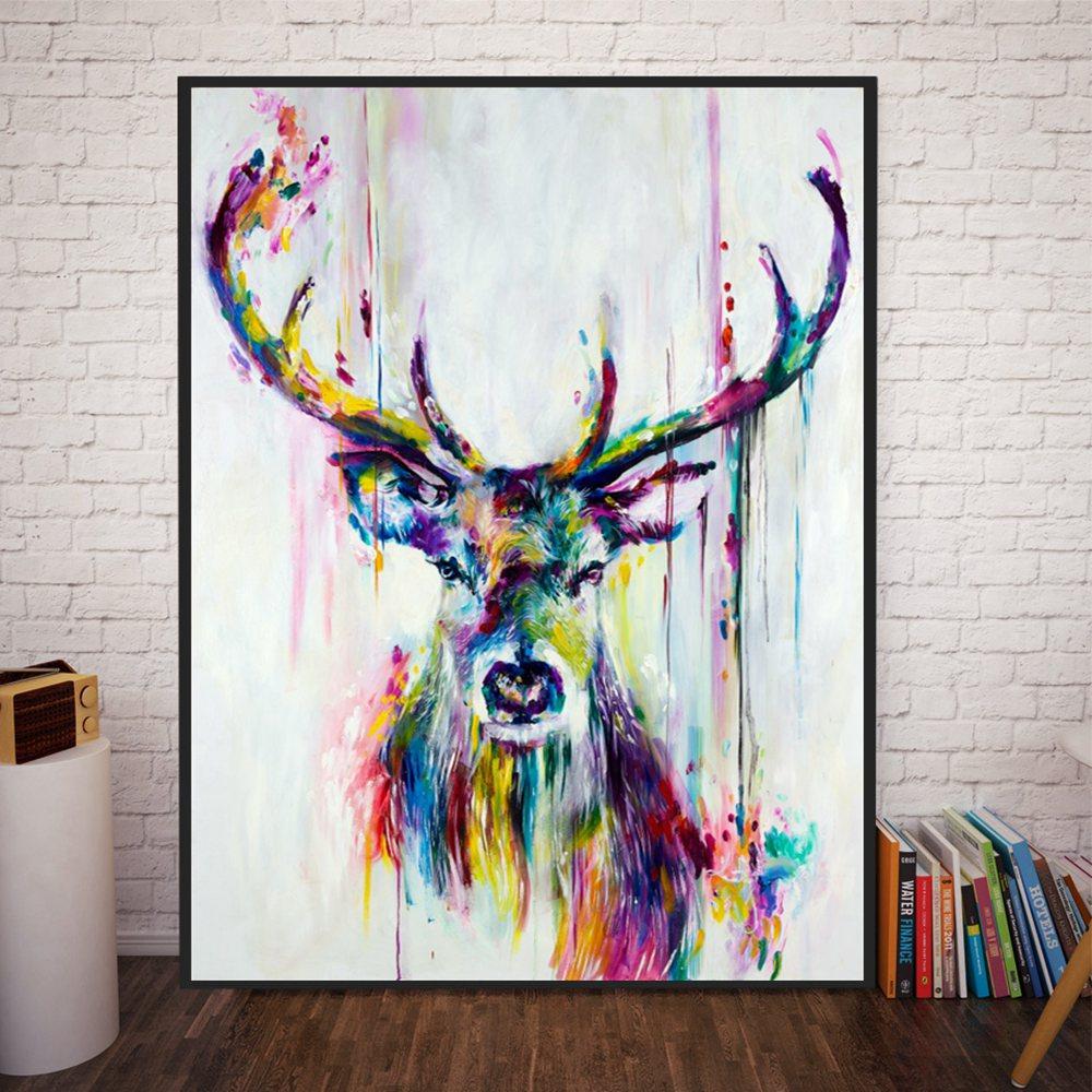 1000x1000 Colorful Deer - Colorful Deer Painting