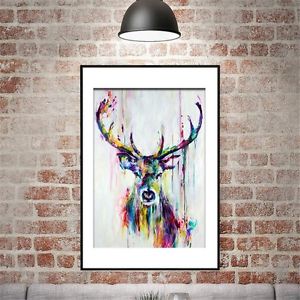 300x300 Colorful Deer Canvas Wall Art Print Oil Painting Office Decoration - Colorful Deer Painting