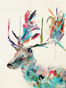 227x300 Colorful Deer Paintings Fine Art America - Colorful Deer Painting