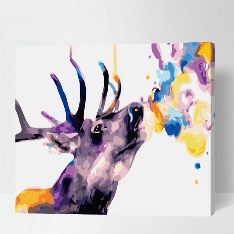800x800 Colorful Deer Painting Paint By Number Kit Animalcolorful Deer - Colorful Deer Painting