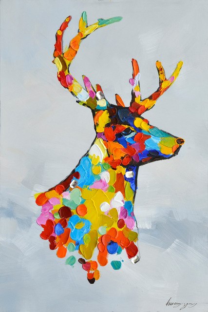 427x640 Home Decor Beautiful Colorful Deer Cartoon Style Wall Picture - Colorful Deer Painting