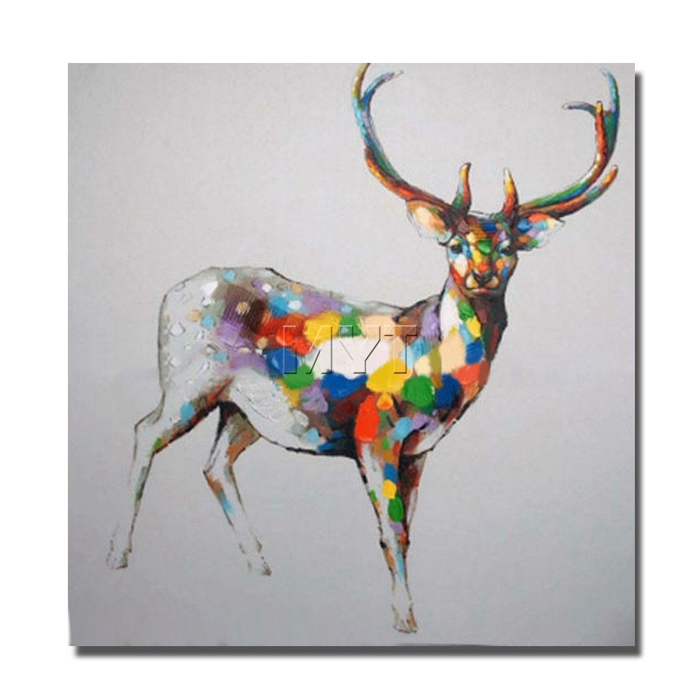 1000x1000 New Design Colorful Deer No Framed Or With Framed Modern Wall - Colorful Deer Painting