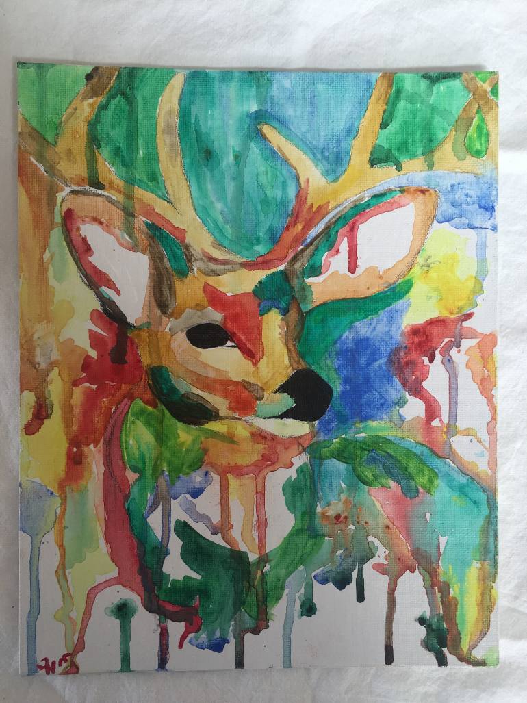 770x1027 Saatchi Art Colorful Abstract Deer Painting By Tammy Hardy - Colorful Deer Painting