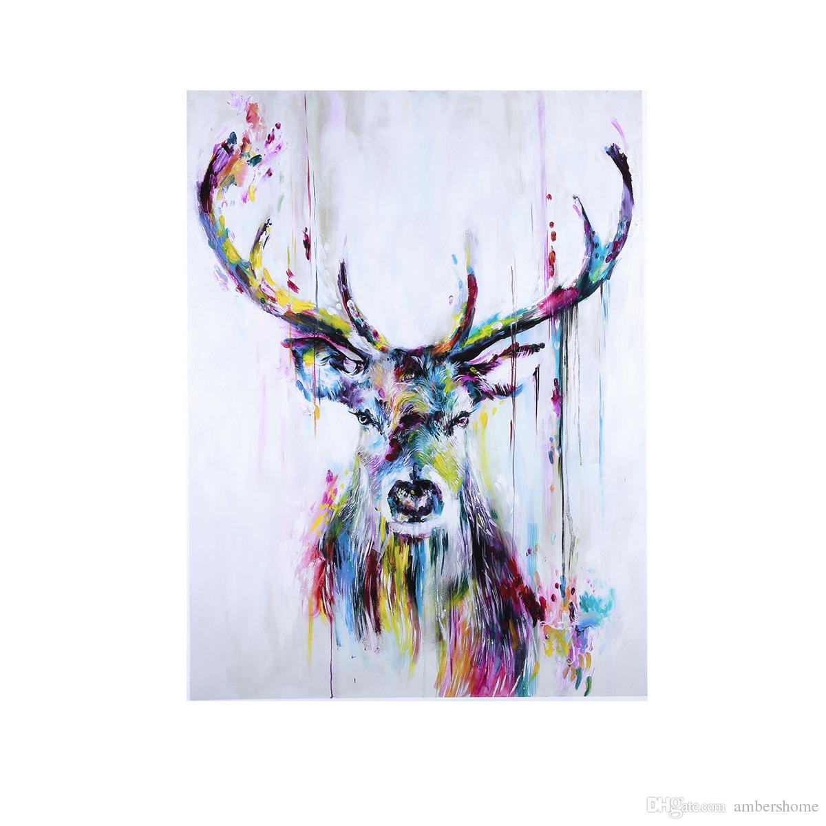 1200x1200 Ful Deer Hand Painted Painting Canvas Art Decorative Scenery Room - Colorful Deer Painting