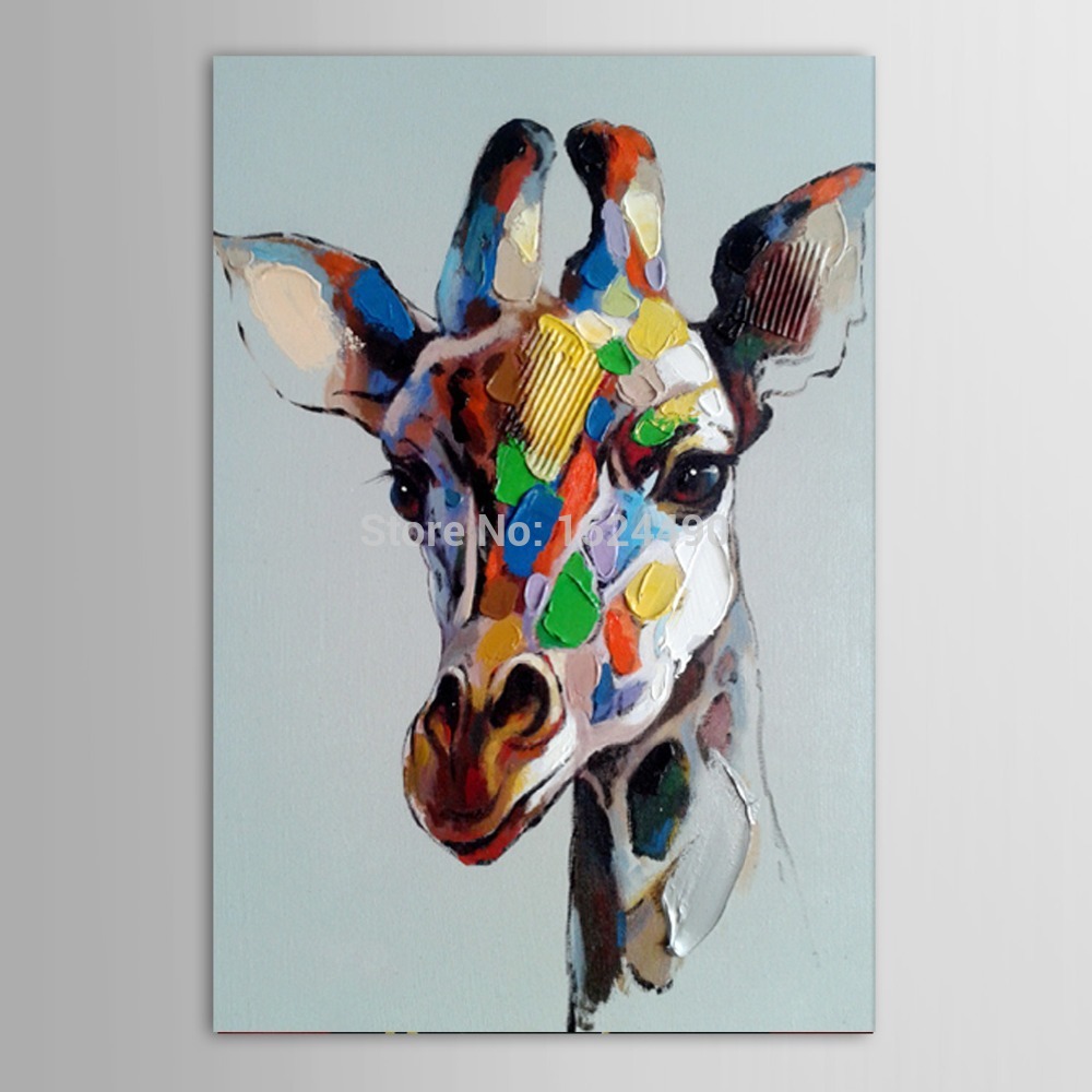 1000x1000 Hand Painted Abstract Animals Oil Painting On Canvas Wall Art - Colorful Deer Painting