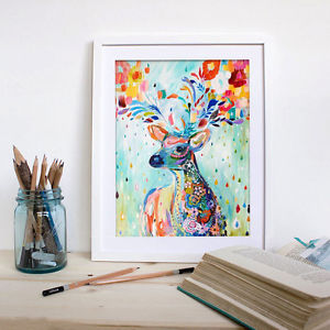 300x300 5d Diy Embroidery Auspicious Colorful Deer Full Round Diamond - Colorful Deer Painting