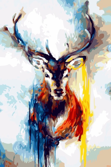428x640 Abstract Colorful Deer Diy Digital Painting By Numbers Acrylic - Colorful Deer Painting